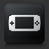 Black Square Button with Handheld Game