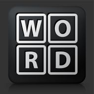 Black Square Button with Word Game