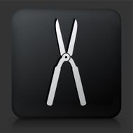 Black Square Button with Gardening Scissors