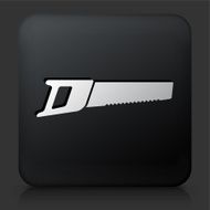 Black Square Button with Hand Saw