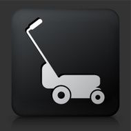 Black Square Button with Lawn Mower