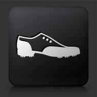 Black Square Button with Golf Shoe