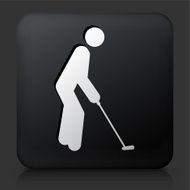 Black Square Button with Golfer Playing