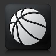 Black Square Button with Basketball Icon