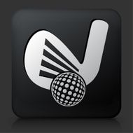 Black Square Button with Golf Icon N2