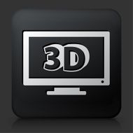 Black Square Button with 3D Television Icon