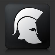 Black Square Button with Roman Soldier&#039;s Helmet