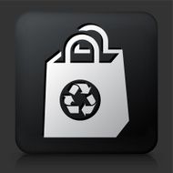 Black Square Button with Reusable Shopping Bag