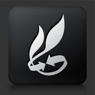 Black Square Button with Leaves and Arrows