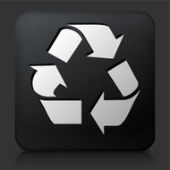 Black Square Button with Recycling Symbol N2