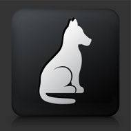 Black Square Button with Dog Icon