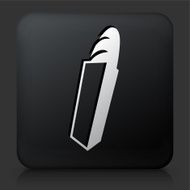 Black Square Button with Bread in Bag Icon