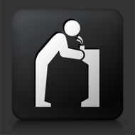 Black Square Button with Water Fountain
