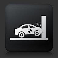 Black Square Button with Car Collision Icon