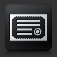 Black Square Button with Certificate Icon