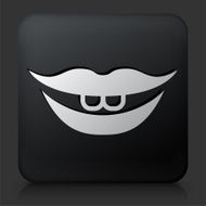 Black Square Button with Smiling Lips