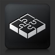 Black Square Button with Puzzle Icon