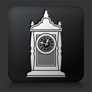 Black Square Button with Antique Clock N2