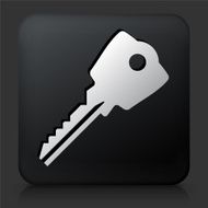 Black Square Button with Household Key