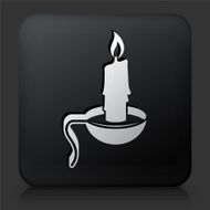 Black Square Button with Candle Fire Icon
