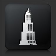 Black Square Button with Skyscraper Icon