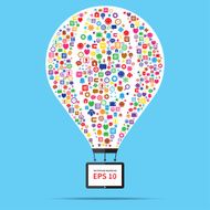 Hot air balloon web and internet business startup concept