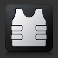Black Square Button with Bulletproof Vest Icon