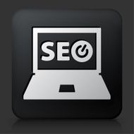 Black Square Button with Search Engine Optimization Icon