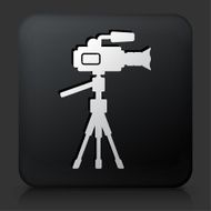 Black Square Button with Film Camera Icon