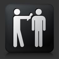 Black Square Button with Interview Icon