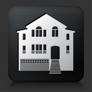 Black Square Button with House Icon N5