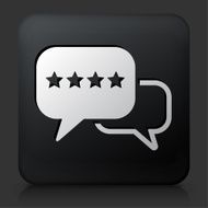 Black Square Button with Rating &amp; Review Icon