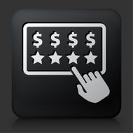 Black Square Button with Rating &amp; Review Icon N2
