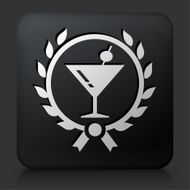 Black Square Button with Martini Glass Icon N2