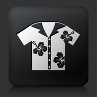 Black Square Button with Tropical Shirt Icon N2