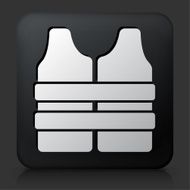 Black Square Button with Life Vest Icon