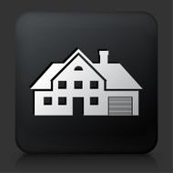 Black Square Button with House Icon N6