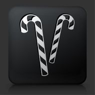 Black Square Button with Candy Canes