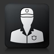 Black Square Button with Security Guard Icon