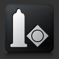 Black Square Button with Condom Icon