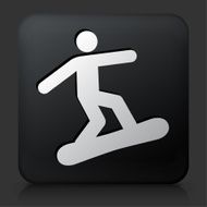 Black Square Button with Athlete Snowboarding