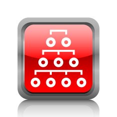 Organization Chart icon on a square button - RubyRedSeries N2