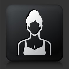 Black Square Button with Woman Face