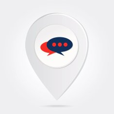 Map Marker Speech Bubbles Silhouette Layered on Round Icon Button