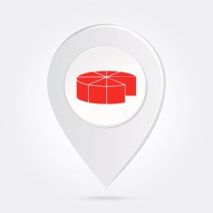 Map Marker Red Documents Pie Chart Icon Button in Middle