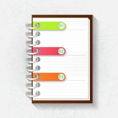 Notepad with three labels