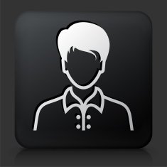 Black Square Button with Male Face Icon N43