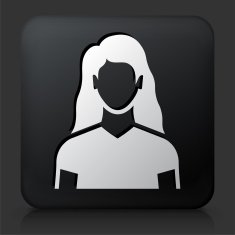 Black Square Button with Woman Face N3