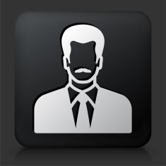 Black Square Button with Male Face N2