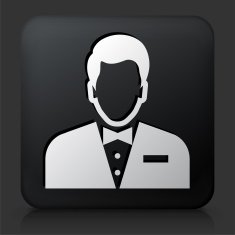 Black Square Button with Male Face Icon N44